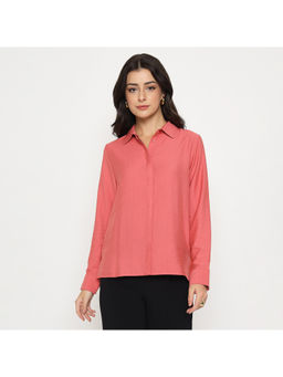 Madame - Solid Brick Pink Rayon Blend Shirt