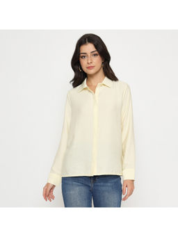 Madame - Solid Cream Rayon Blend Shirt
