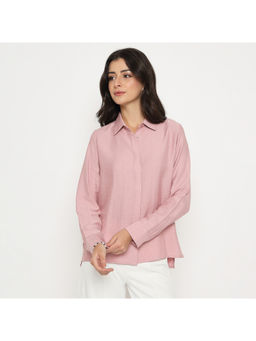 Madame - Solid Pink Rayon Blend Shirt