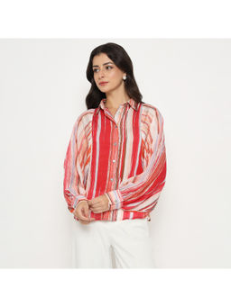 Madame - Striped Viscose Blend Red Shirt