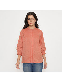 Madame - Striped Rust Cotton Blend Top