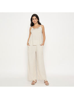 Madame - Sleeveless Beige Co-Ord (Set of 2)