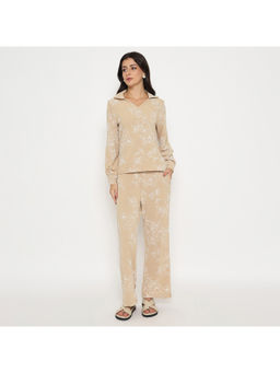 Madame - Floral Print Beige Co-Ord (Set of 2)