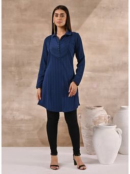 Lakshita - Blue Textured Full Sleeve Kurti