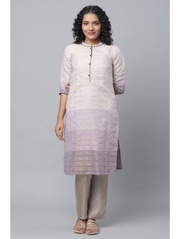 Aurelia - Women's Purple Tozal Zari Dobby Kurta