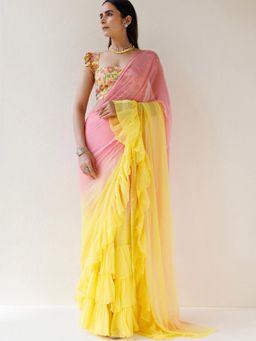 Varanga - Multi-Color Georgette Saree with Unstitched Blouse