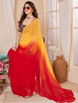 Varanga - Multi-Color Georgette Saree with Unstitched Blouse