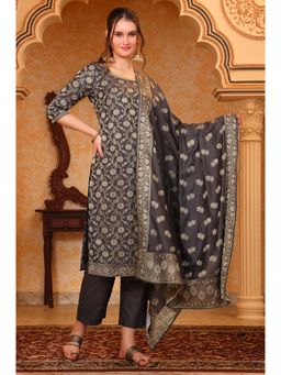 Aurelia - Women's Grey Beads Kurta Pant with Dupatta