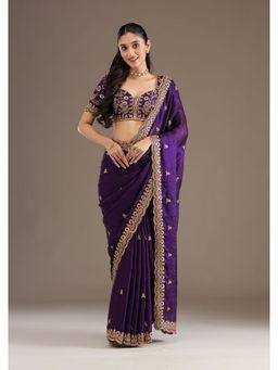 Varanga - Purple Art Silk Saree with Unstitched Blouse