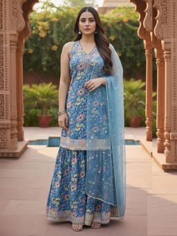 Varanga - Women Floral Printed Kurta Sharara With Dupatta