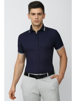 Van Heusen - Men Navy Blue Half Sleeves Casual Shirt