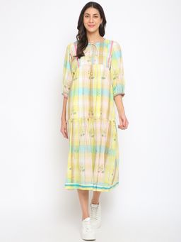 Fabindia - Multi-color Cotton Printed Hand Block Printed Midi Dress