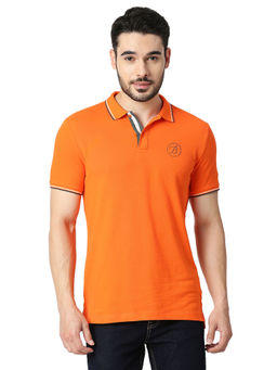 Being Human - Men Solid Orange Polo T-Shirt