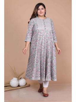 Doriyaan - Womens Plus Size Blue Gota Patti Pure Cotton Anarkali Kurta