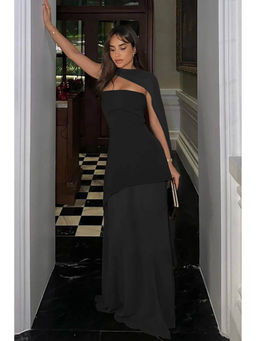 FancyPants - Black Sculpt Maxi Dress with Scarf (Set of 2)