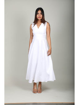 Fawn 24 - Ivory Linen Maxi Dress - White