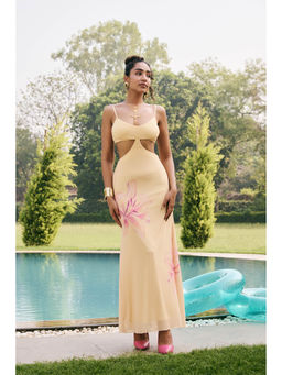 Lea Clothing - Marigold Butter Yellow Bloom Maxi Dress