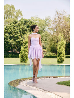 Lea Clothing - Liora Lavender Petal Mini Dress with Scarf (Set of 2)