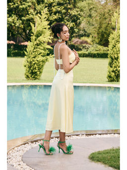 Lea Clothing - Albina Butter Cream Tube Cutout Dress