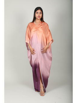 Fawn 24 - Ombre Satin Ruched Dress - Multi-Color