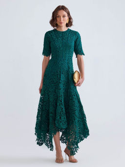 ZABELLA - Asra Scalloped Lace Midi Dress - Teal