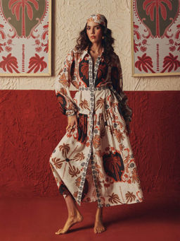 ZABELLA - Sand Swept Flared Off White Midi Dress