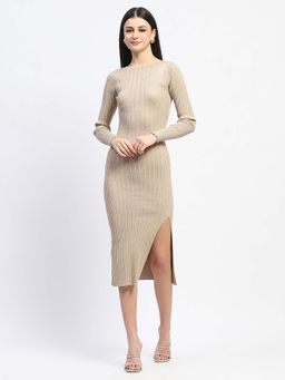 Madame - Women Grey Solid Midi Dress