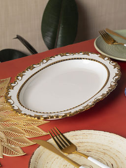 Voncasa - Golden Edge Glazed Serveware Dish