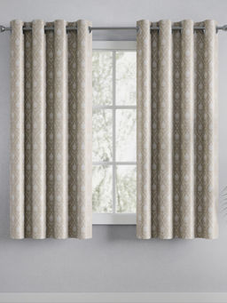 Haus & Kinder - Cotton Printed Manor Beige Window Curtains (Pack Of 2)