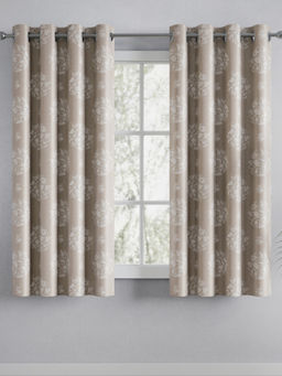 Haus & Kinder - Cotton Printed Whispering Songbird Beige Window Curtains (Pack Of 2)
