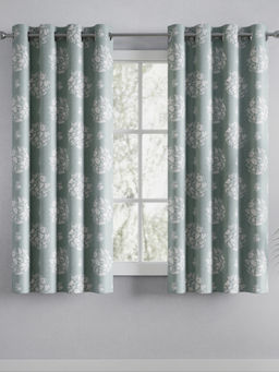 Haus & Kinder - Cotton Printed Whispering Songbird Green Window Curtains (Pack Of 2)