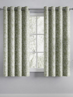 Haus & Kinder - Cotton Printed Chalkflower Sage Green Window Curtains (Pack Of 2)