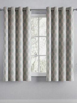 Haus & Kinder - Cotton Printed Ciel Botanique White Window Curtains (Pack Of 2)
