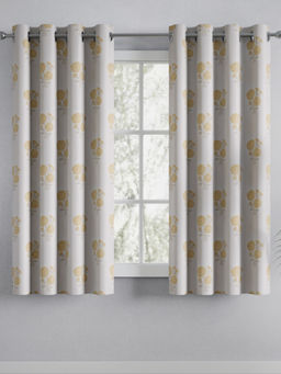 Haus & Kinder - Cotton Printed Soleil Botanique White Window Curtains (Pack Of 2)