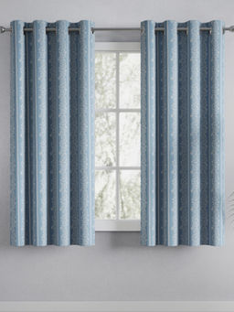 Haus & Kinder - Cotton Printed Vineway Blue Window Curtains (Pack Of 2)