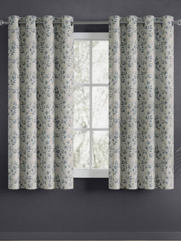 Haus & Kinder - Jacquard Leaf Meadow Indigo Grey Window Curtains (Pack Of 2)
