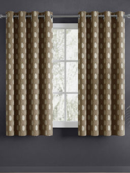 Haus & Kinder - Jacquard Feather Fern Moss Brown Window Curtains (Pack Of 2)
