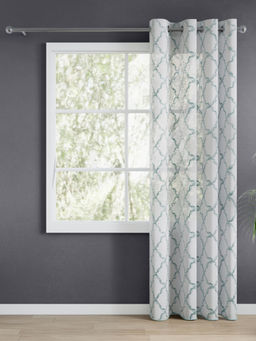 Haus & Kinder - Sheer Embroidered Willow Trail Sea Foam White Door Curtain (7 Feet)