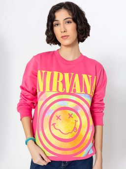 Lounge Dreams - Pink Graphic Printed Relaxed Sweatshirt
