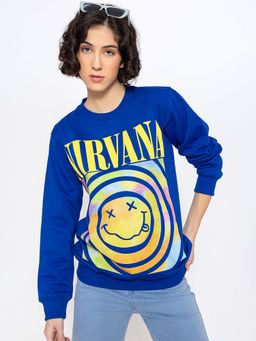 Lounge Dreams - Blue Graphic Printed Relaxed Sweatshirt