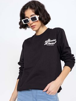 Lounge Dreams - Black Solid Relaxed Sweatshirt