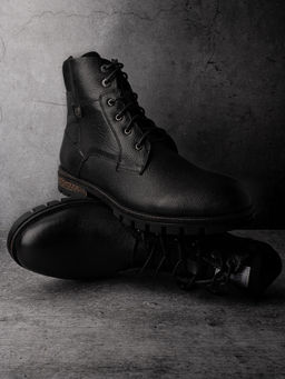 Alberto Torresi - HEADON Series Devl557 Mild Leather Mid Lace Up Black Casual Boots