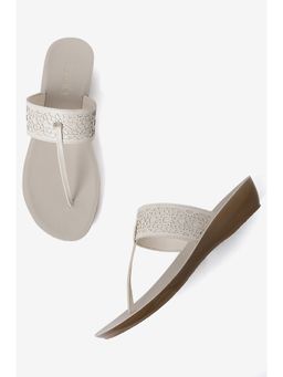 Aurelia - Laser Cut Ecru Almond Toe Wedge