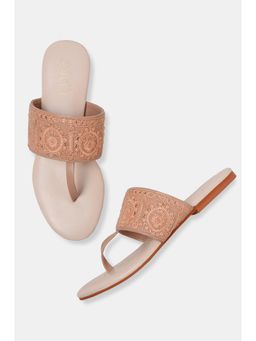 Aurelia - Embroidered Blush Round Toe Flat