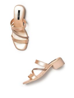 Aurelia - Textured Rose Gold Glitter Square Toe Block Heel