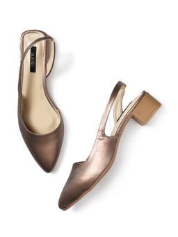 Aurelia - Solid Brown Pointed Block Heel