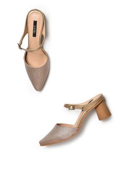 Aurelia - Glitter Gold Glitter 2 Pointed Block Heel