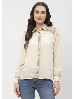 Madame - Tweed Adorned Beige Shirt