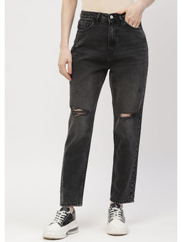 Madame - Distressed Black Mom Fit Jeans