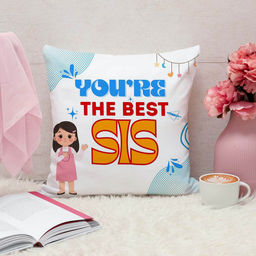 ARTBUG - You'Re The Best Sis Cushion With Filler Rakhi Gift (12x12 inches)